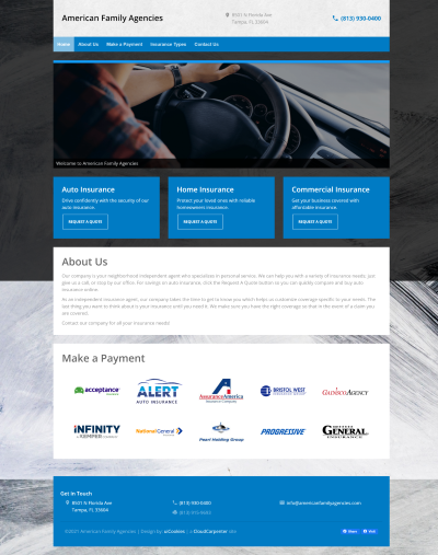 American Family Agencies Insurance website screenshot