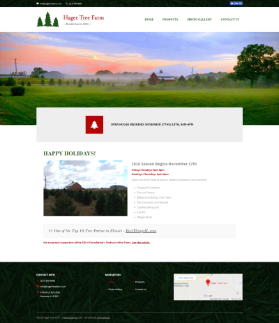 Hager Tree Farm website screenshot