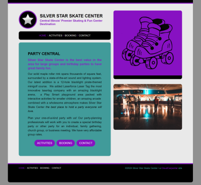 Silver Star Skate Center website screenshot